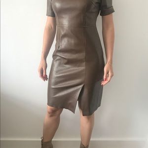 Vegan leather dress, chocolate color, size 2